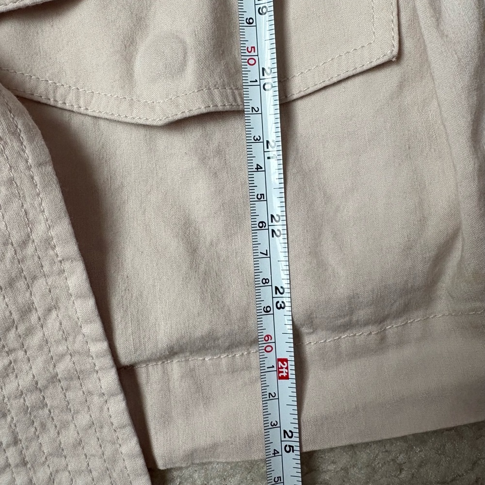 Vince stretch Drapey belted linen blend jacket, sand glow, trench coat , sz M - Picture 7 of 11
